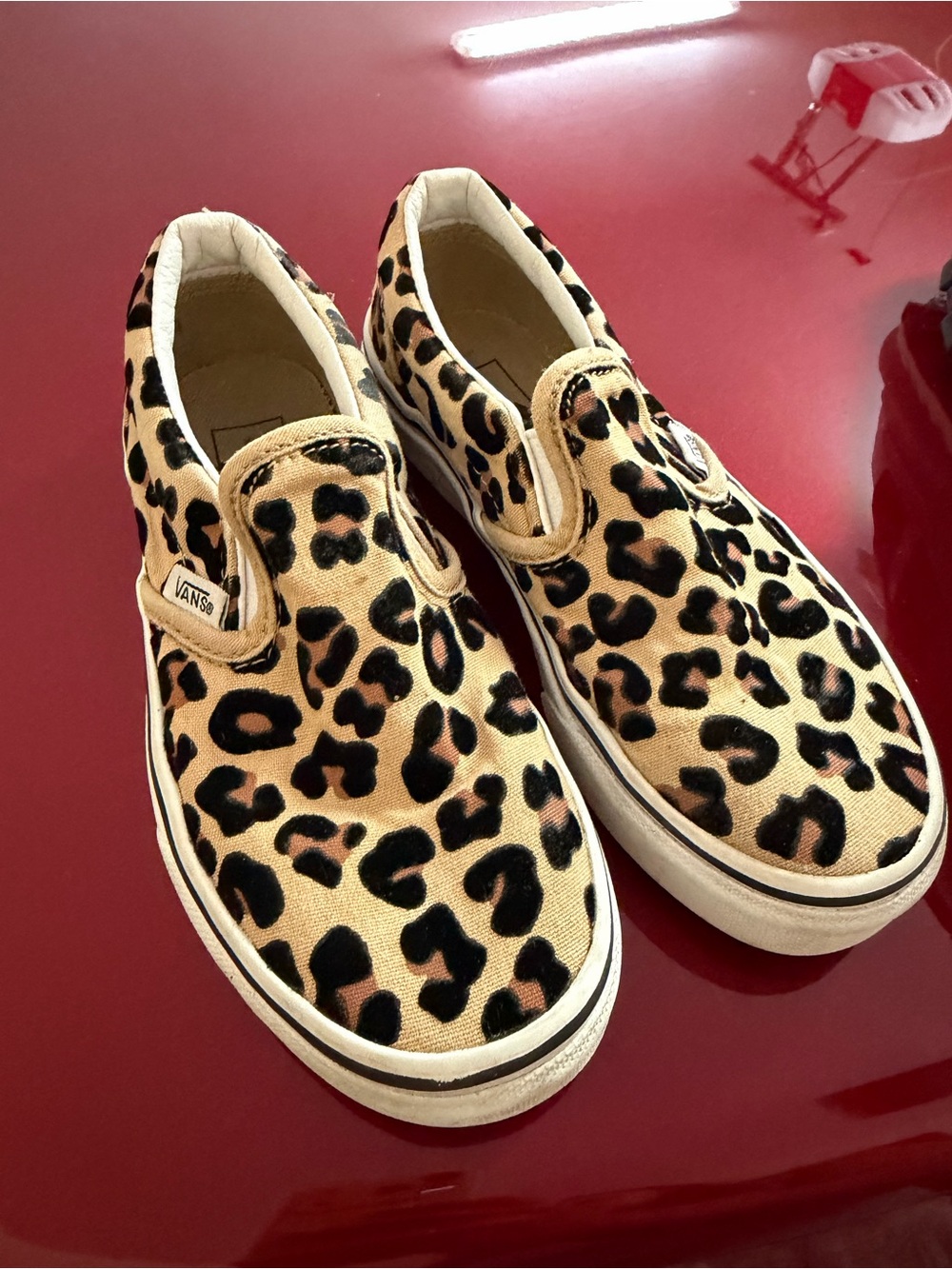 Kids Vans Leopard Print Slip-On Sneakers - Beige, Black, Brown